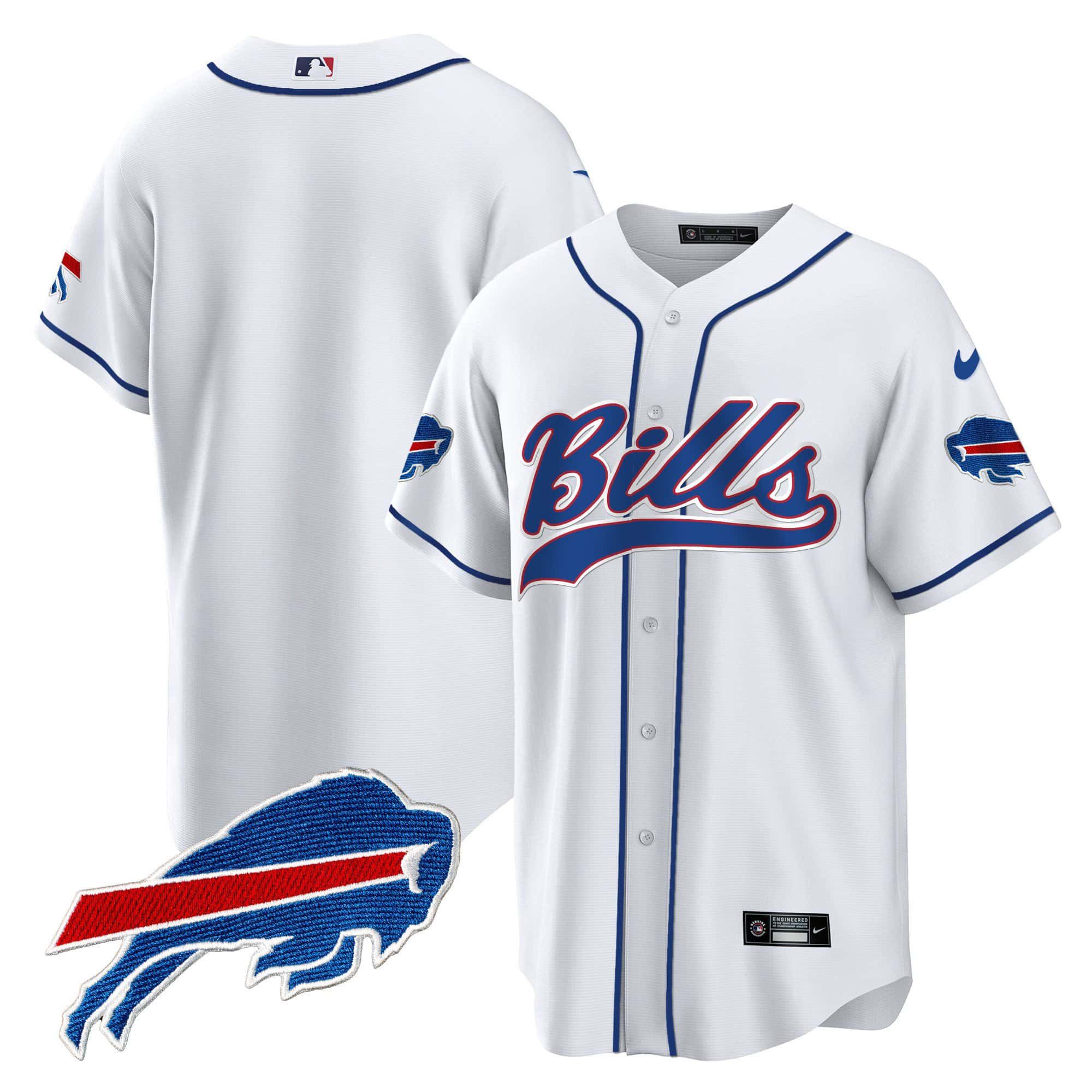 Men Buffalo Bills Blank White 2024 Nike Baseball Game NFL Jersey->customized nfl jersey->Custom Jersey